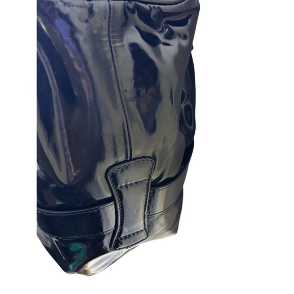 Jimmy Choo Black Patent Leather Bucket Bag With Gold Accents - Picture 6 of 12